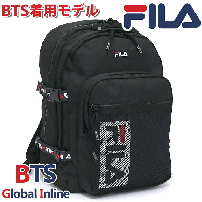 【BTS限定フォトブック付！★着用モデル】 リュック レディース FILA フィラ BTS 防弾少年団 バンタン リュックサック バックパック デイパック バッグ カバン ユニセックス 人気 通勤 通学 通学用 カジュアル シンプル 高校生 大学生 黒リュック A4 B4 FS3BPC6353X 20FWBTS