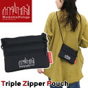 マンハッタンポーテージ サコッシュ レディース ManhattanPortage マンハッタンポーテージ 正規品 TRIPLE ZIP POUCH トリプルジッパーポーチ サコッシュバッグ ショルダーバッグ メンズ レディース 男女兼用 軽量 薄型 レジャー 旅行 コンパクト おしゃれ 人気 ブランド バッグ かばん A6 小サイズ TRIPLE ZIPPER POUCH