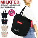 【SALE】 ショルダーバッグ レディース MILK FED. ミルクフェド トート トートバッグ ショルダー 女の子 女子 女性 通勤 通学 黒 A4 BAR AND UNDER LOGO BIG CANVAS BAG