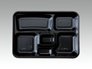 【200枚入/ケース】使い捨て容器 テイクアウト HS仕切-27 黒-花小舞 共蓋付 業務用 業者 中央化学 セット販売 食品容器 118139