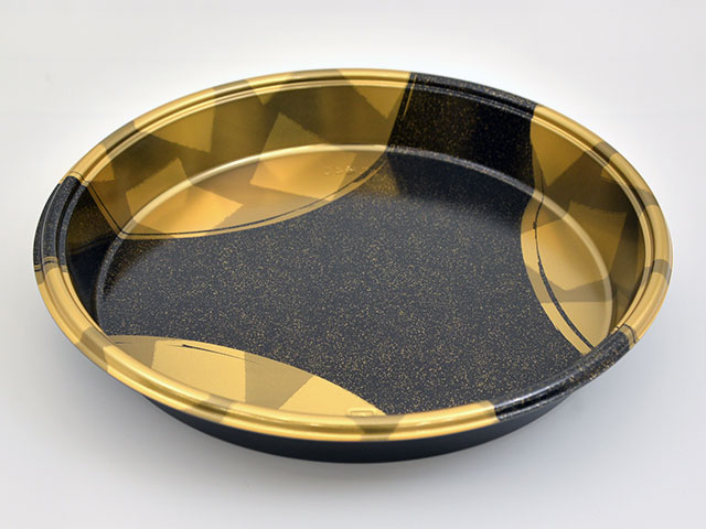 【10枚入/バラ】テイクアウト 寿司容器 DX丸桶 40 金砂目-BK 業務用 業者 身 容器 中央化学 本体のみ ..