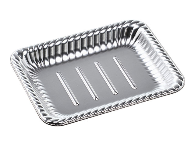 【50枚入/バラ】使い捨て容器 ティアラ角皿22-17銀 本体のみ 219×171×27mm 業務用 業者 オードブル容器..