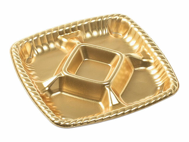 【25枚入/バラ】テイクアウト 使い捨て容器 ティアラプラッター220金 本体のみ 227×227×33mm 業務用 業..