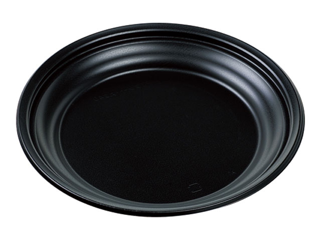【400枚/ケース】使い捨て容器 FTプレート-丸240(V) 黒 本体のみ 業務用 業者 弁当容器 テイクアウト ..