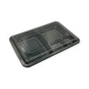 【600セット】LC新LC-609黒透明蓋付 福助工業 蓋つき 弁当容器 業務用 業者 テイクアウト 行楽 行事 運動会 お花見 406226