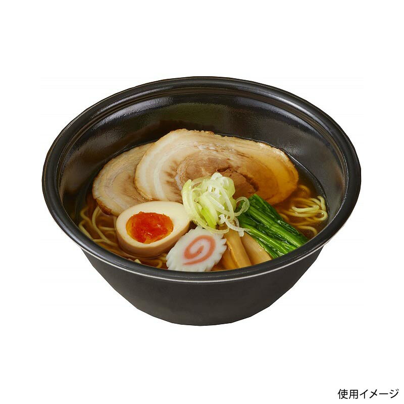 プロステアウトレットの【400枚】麺・スープ容器 中央化学 TPめん鉢 M20 黒両 身 00705081｜アングル2