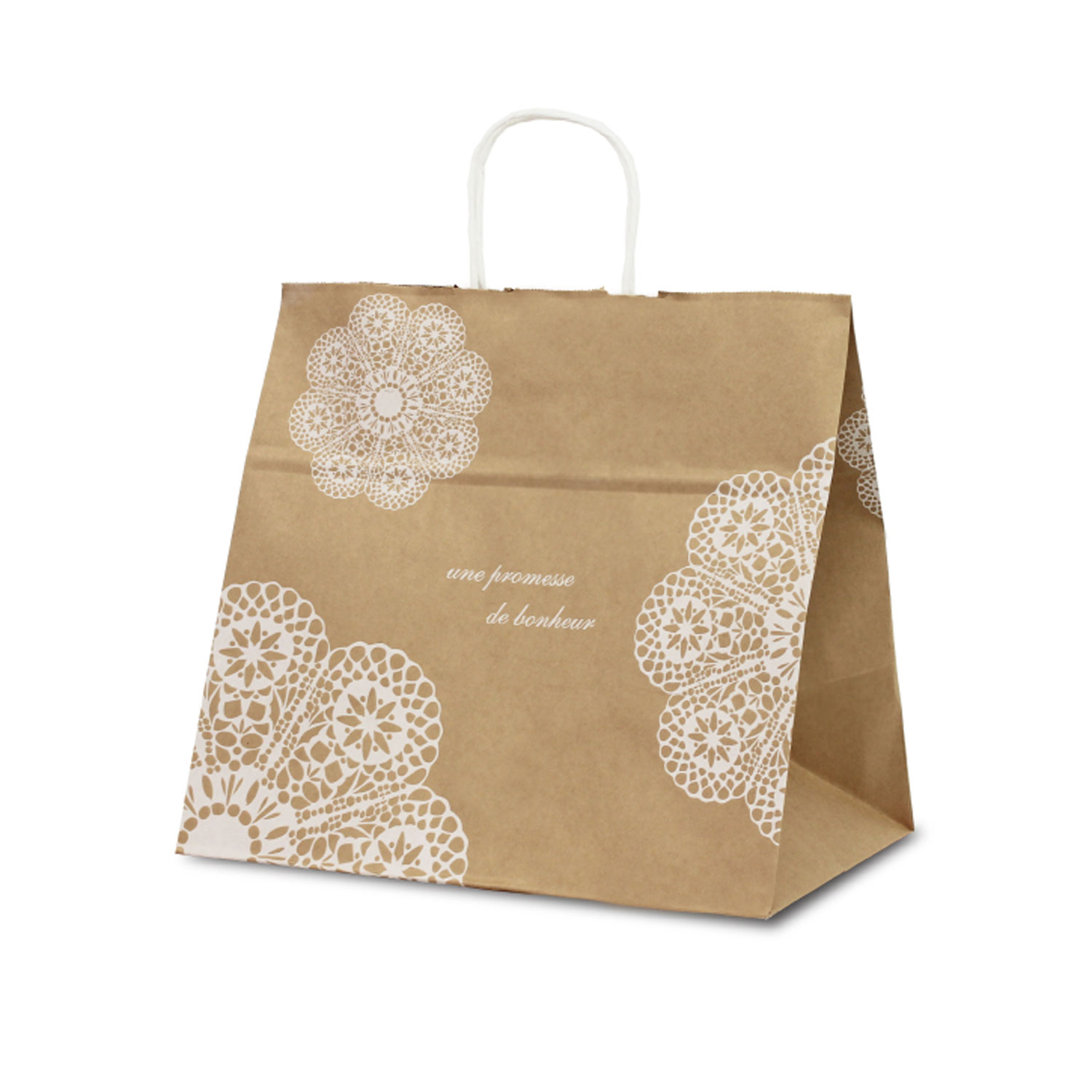 【100点】紙手提袋 1180 自動紐手提袋 T-11W レースィ(白) ベルベ 00629028