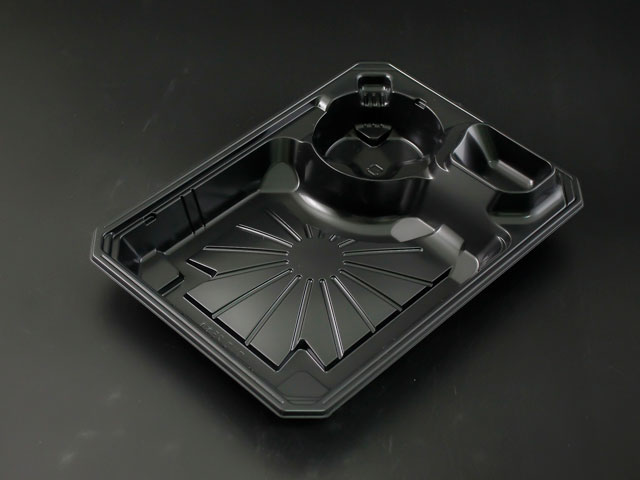 【200枚】麺・スープ容器 リスパック 割り子-25 本体 黒 そば そうめん つけ麺 夏 割子 蕎麦 素麺 冷麺 ワリコ-25 ホンタイ クロ 割り子25 本体 黒 角 2仕切 3区画 00251290