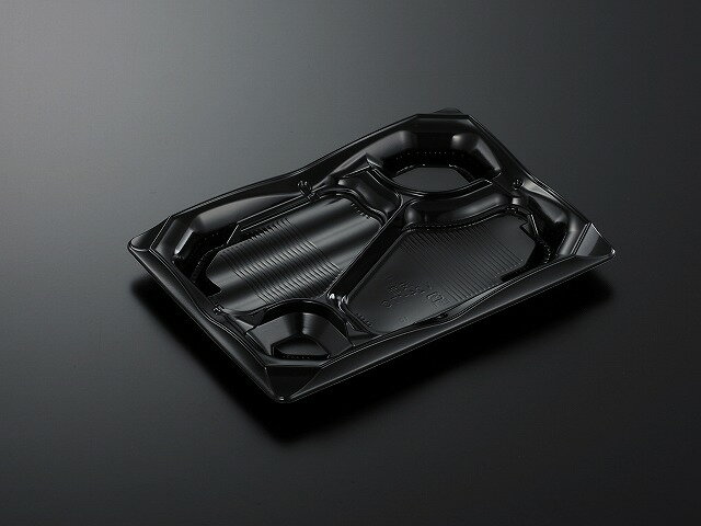 【300枚】中央化学 弁当容器 CT波音V24-17C 黒-BK 身 弁当容器 CTナミネV24-17C クロ-BK ミ CT波音V2417C 黒BK 身 4仕切 レンジ可 レンジ対応 00298209