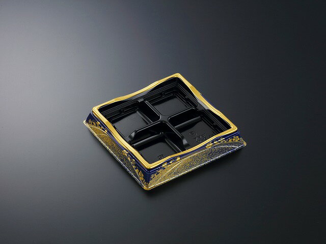 【50点】刺身容器 HS 天城 12-34S まきえ紺-BK身 中央化学 00304341