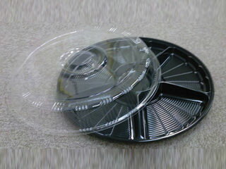 【120セット】サークルトレーFP-5黒セット 福助工業 惣菜 オードブル 業務用 業者 本体は耐熱性 お祭り..