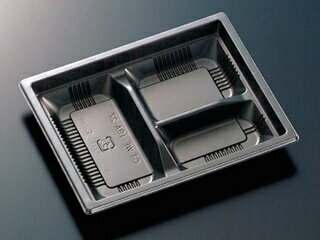 【50枚】中央化学 弁当容器 CTWF-19A-27 BK身 弁当容器 CTWF-19A-27BKミ CTWF19A27 BK身 3仕切 レンジ可 レンジ対応 00437688 プロステ