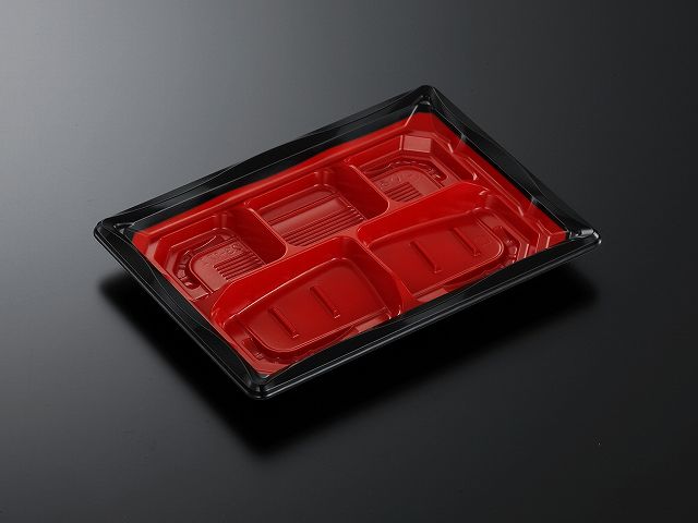 Rakuten - 【400枚】中央化学 弁当容器 CTいろは23-17I赤黒-BK 身 CTイロハ23-17IアカクロBKミ CTいろは2317I赤黒BK 身 5仕切 レンジ可 レンジ対応 00547577 プロステ