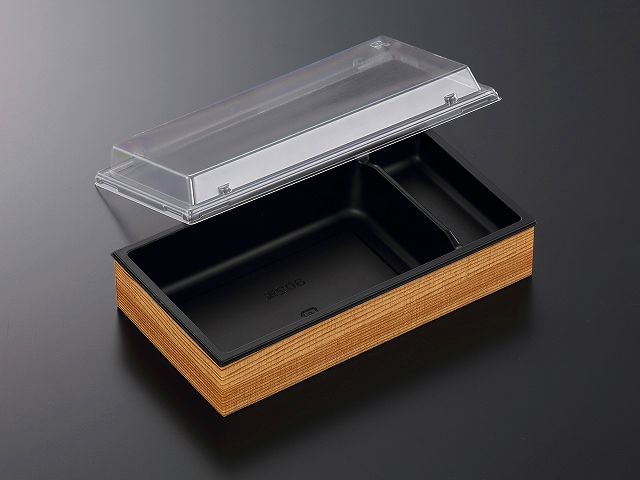 【420セット】CWH-302浅 黒-たもん杉 高蓋(ボ 中央化学 業務用 業者 蓋つき 弁当 高級 重ね テイクアウト 祭事 デパ地下 使い捨て 552360