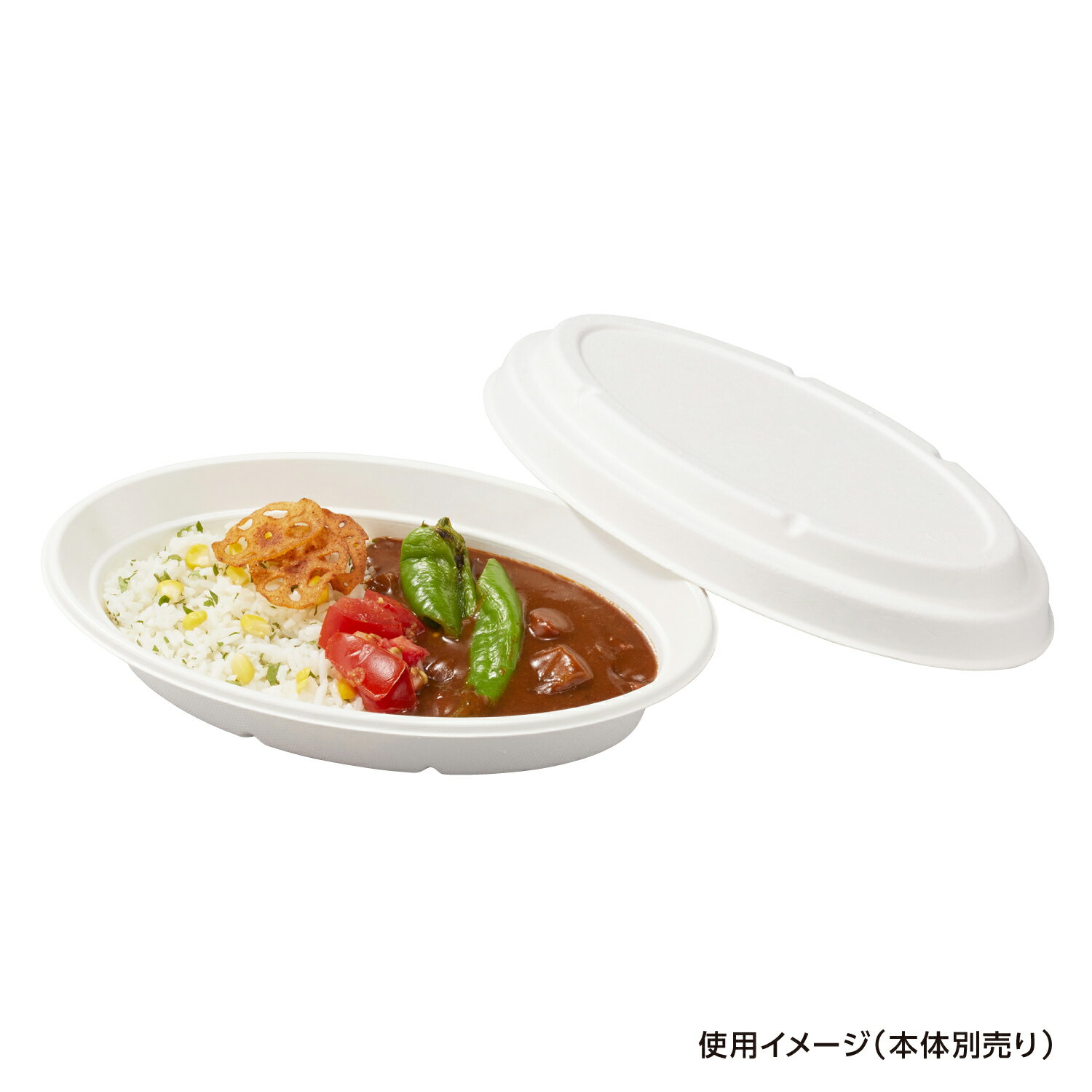 【600枚入】エコ容器 テイクアウト パルプモールド カレー容器蓋 白色 ABバガスカレー SDGs 環境 環境容器 食品容器 持続可能 Cー2 共蓋 650533 2
