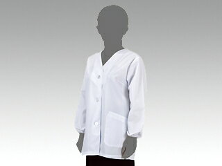 【1枚】1-011 女子白衣(襟なし・長袖ゴム入)L ニワ 00111394 プロステ