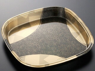 【10枚】中央化学 寿司容器 DX角桶 40 金砂目-BK 身 00181502