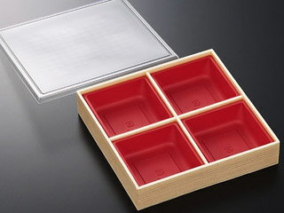 【160セット】松花堂7寸-4・赤・杉(ボ) 中央化学 重箱 折箱 高級 食品容器 00202872