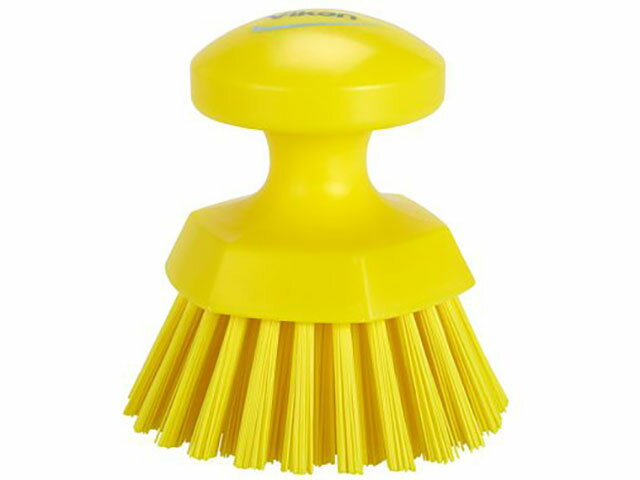 【1個】ヴァイカン ハンドブラシ(丸)イエロー 38856 Vaikan(ヴァイカン) スポンジ タワシ モップ 衛生品 掃除道具 00268023 プロステ