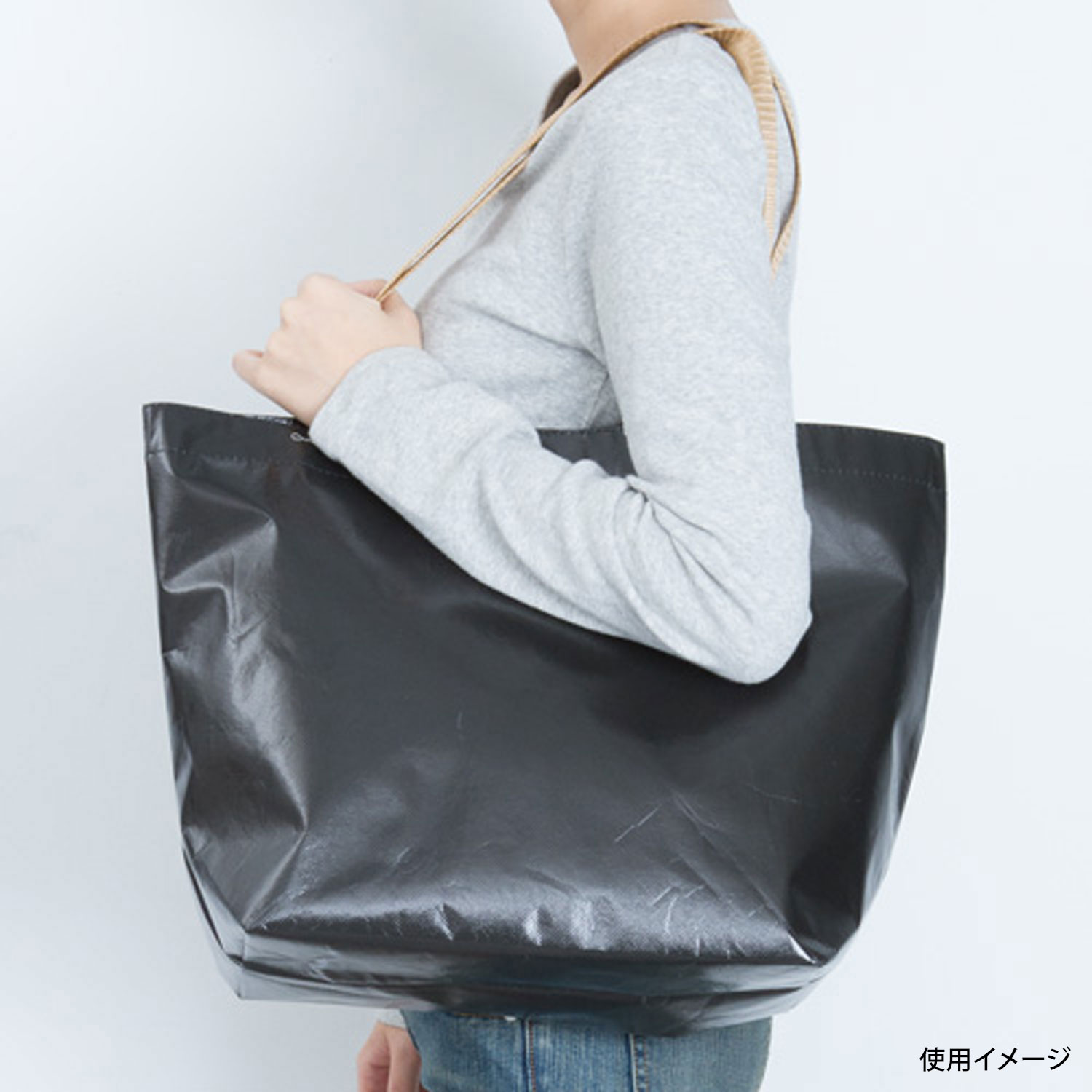 【200枚】不織布コーティングバッグ横大黒廣川エコバッグバッグ繰り返し使える00292829