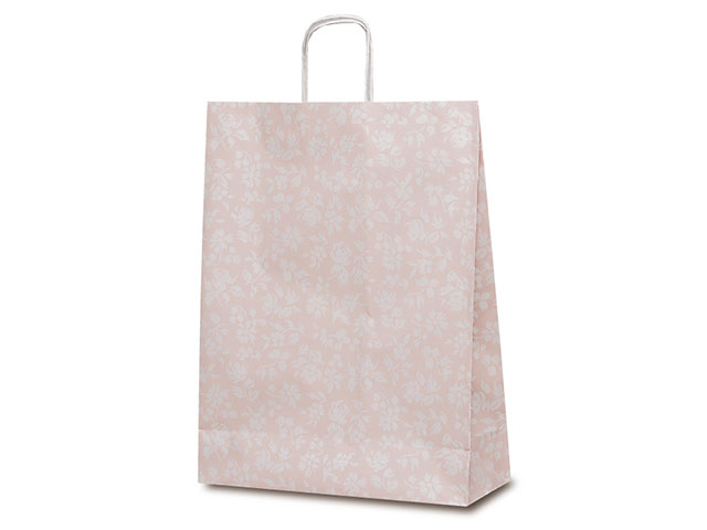 【50点】紙手提袋 1441 自動紐手提袋 T-12 カレン(ピンク) ベルベ 00308153