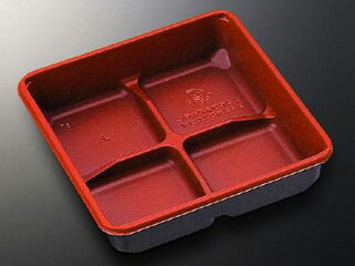 【50枚】中央化学 弁当容器 CT2段幕の内 上 赤-BK 身 弁当容器 CT2ダンマクノウチウエアカ-BKミ CT2段幕の内 上 赤BK 身 4仕切 レンジ可 レンジ対応 00380814 プロステ