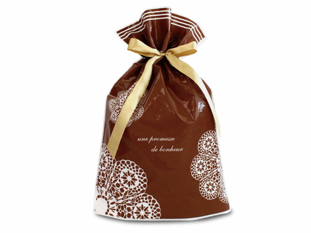 【200枚】4022 リボン付ギフトバッグ レースィ 中 ベルベ 00522244 プロステ