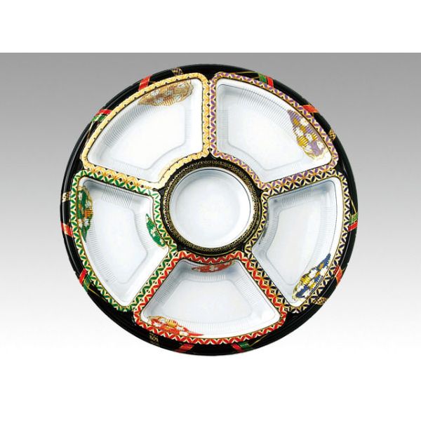 【100セット】TOM-420-2 丸型オードブル 友禅 セット アヅミ産業 オードブル容器 パーティー容器 クリスマス容器 00551455