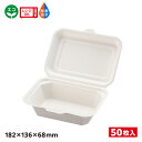 【50入】エコ容器 パルプモールド フードパック 白色 ABバガスランチ180-130 SDGs 環境 環境容器 食品容器 持続可能 649711 プロステ
