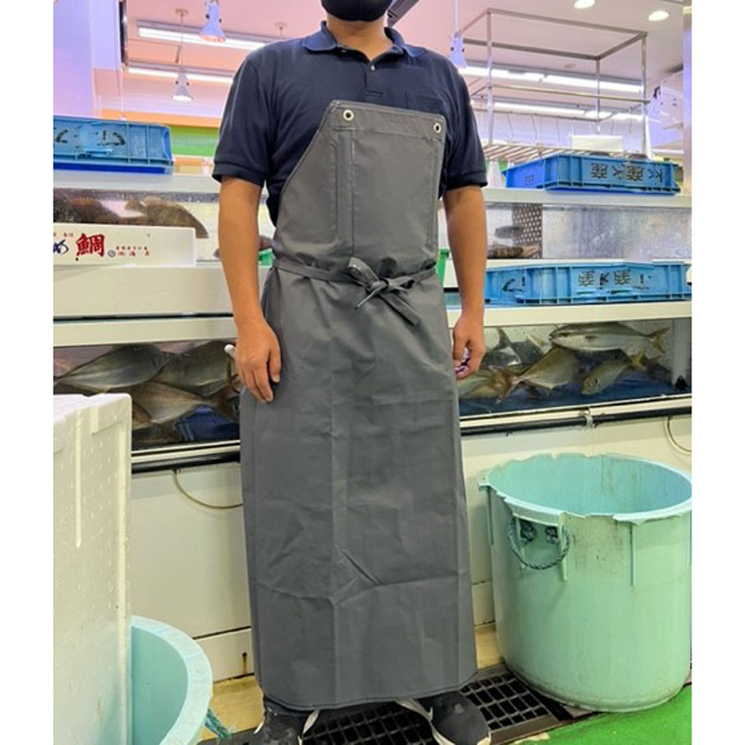 【1枚】AF-820e カタコランエプロン ネイビー×レッド S 水産用エプロン 前掛け 胸当て 芯入り 紺 00704..