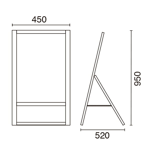 【1個】スタンド看板 友屋 A面ボード カスタム ブラウン 片面 マーカー用 00401233 プロステ [3]