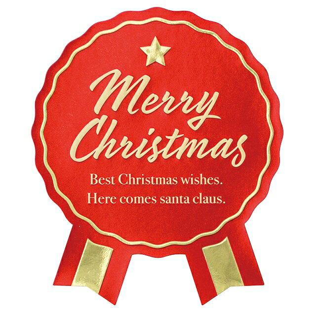 【1袋】シール メリークリスマス強粘着リボン型シール-1(100枚) 00683644 プロステ