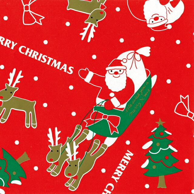 クリスマスらしいサンタとトナカイのデザインが入った包装紙です。半紙と全紙の2サイズあるので、大きなおもちゃなども包むことができます。片面デザイン。サイズ：W750×H525mm材質：コート紙 84.9g平米商品コード00414084メーカー名ヘッズ関連商品(バラ)クリスマスサンタ包装紙-1(50枚) 1点・注意事項：モニターの発色によって色が異なって見える場合がございます。・領収書については、楽天お客様マイページから、商品出荷後にお客様自身で印刷して頂きますようお願い申し上げます。・本店では一つの注文に対して、複数の送り先を指定することができません。お手数おかけしますが、注文を分けていただきます様お願い致します。・支払い方法で前払いを指定されて、支払いまで日数が空く場合、商品が廃番もしくは欠品になる恐れがございます。ご了承ください。・注文が重なった場合、発送予定日が遅れる可能性がございます。ご了承ください。・お急ぎの場合はなるべく支払い方法で前払い以外を選択いただきます様お願い致します。支払い時期によっては希望納期に間に合わない場合がございます。