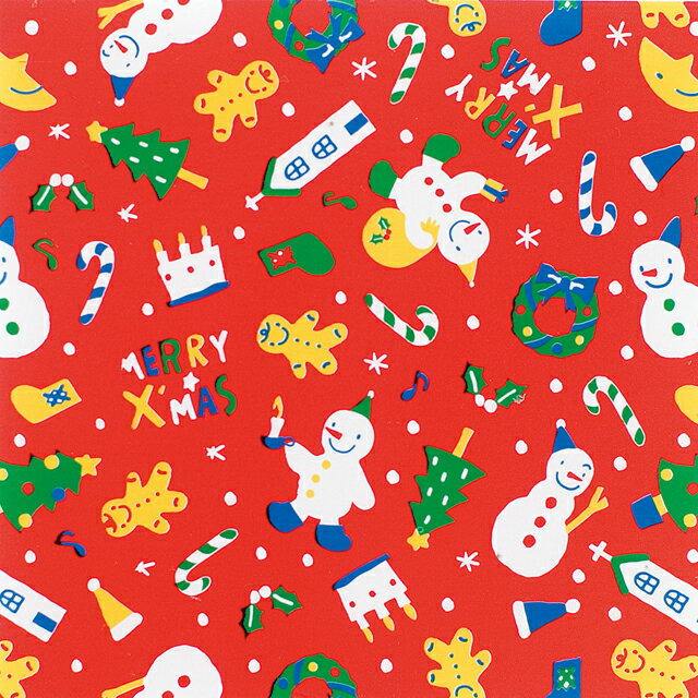【1袋】クリスマススノーマン 包装紙-2(全紙)(50枚) 00414207 プロステ