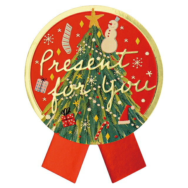 【1袋】クリスマスベアラーリボン型シール-1(100枚) 00414328 プロステ