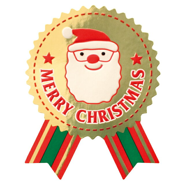 【1個】クリスマスサンタ リボン型シール(100枚) 00454026 プロステ