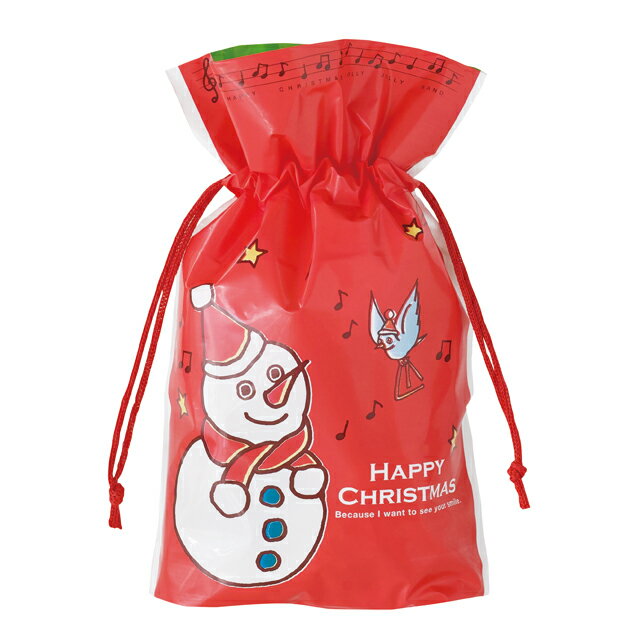 【1袋】巾着袋 クリスマスジョリーバンドギフト巾着バッグ-4(20枚) 00609414 プロステ