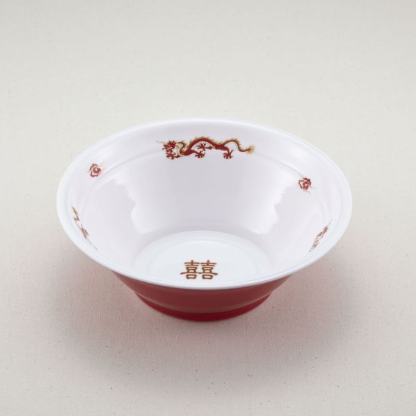 【400枚】麺容器 青葉紙業 ラーメン 大 本体 龍外赤 00175750