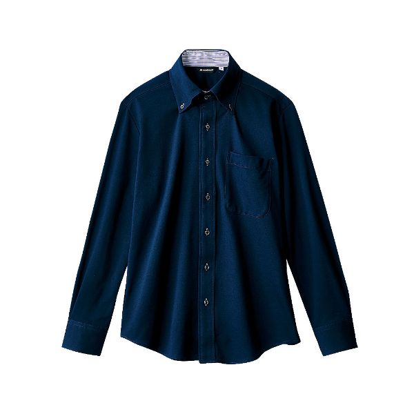 【1枚】住商モンブラン ユニフォーム ZK2711-9CB_S ニットシャツ 兼用 長袖 ネイビー S 00413205 プロステ