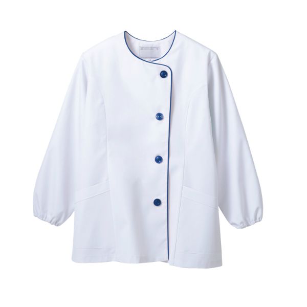 Gingham Aprons - 【1枚】住商モンブラン ユニフォーム 1-043_M 調理衣 レディス 長袖 白／紺 M 00418717 プロステ
