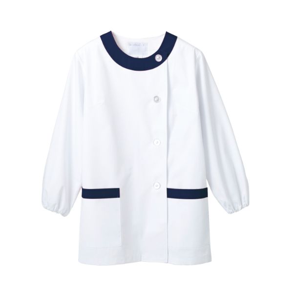 Work Aprons - 【1枚】住商モンブラン ユニフォーム 1-091_M 調理衣 レディス 長袖 白／紺 M 00418874 プロステ