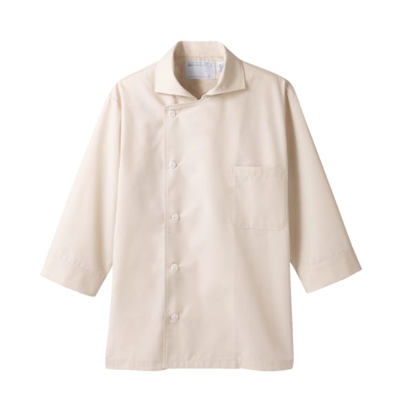 【1枚】住商モンブラン ユニフォーム 6-693_L コックシャツ 兼用 7分袖 ベージュ L 00421917 プロステ