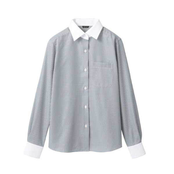 【1枚】住商モンブラン ユニフォーム BV2201-6_11 シャツ レディス 長袖 グレーストライプ 11号 00438795 プロステ