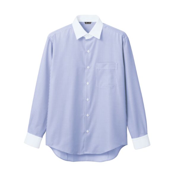 【1枚】住商モンブラン ユニフォーム BV2571-4_M シャツ メンズ 長袖 ブルーストライプ M 00438852 プロステ