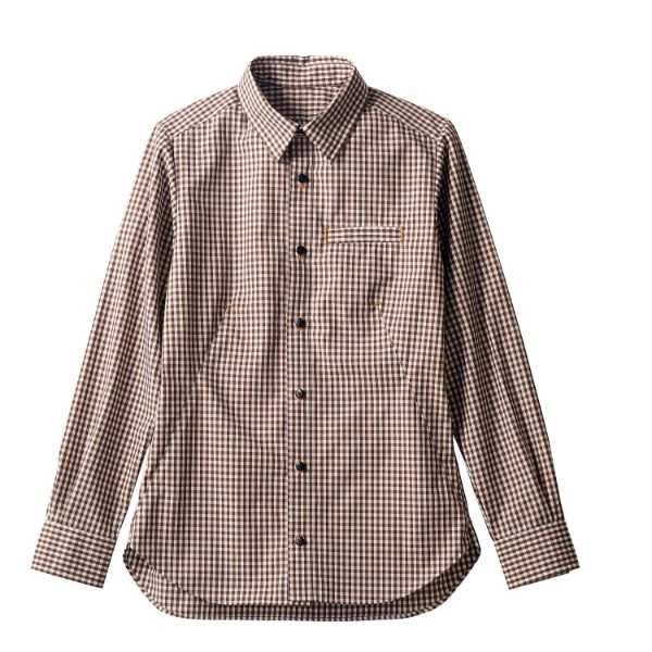【1枚】住商モンブラン ユニフォーム BW2504-72_L シャツ 兼用 長袖 ブラウンチェック L 00439023 プロステ