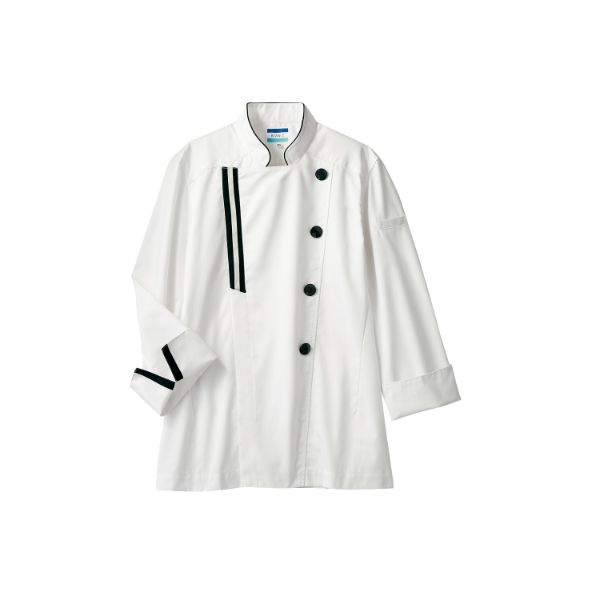 【1枚】住商モンブラン ユニフォーム BW6501-1_3L コックコート 兼用 長袖 ホワイト/ブラック 3L 00439341 プロステ