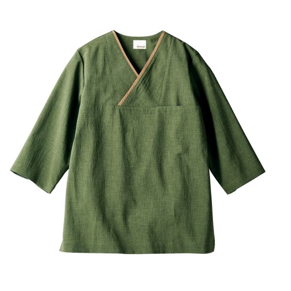 【1枚】住商モンブラン ユニフォーム OV6502-6_3L プルオーバー 兼用 7分袖 オリーブ／ベージュ 3L 004..