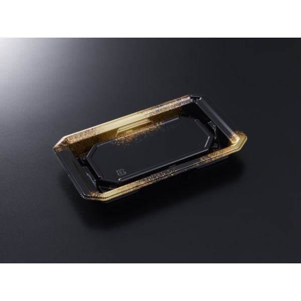 【50枚】中央化学 寿司容器 HS澄板 18-11 金彩BK-BK 身 00731000