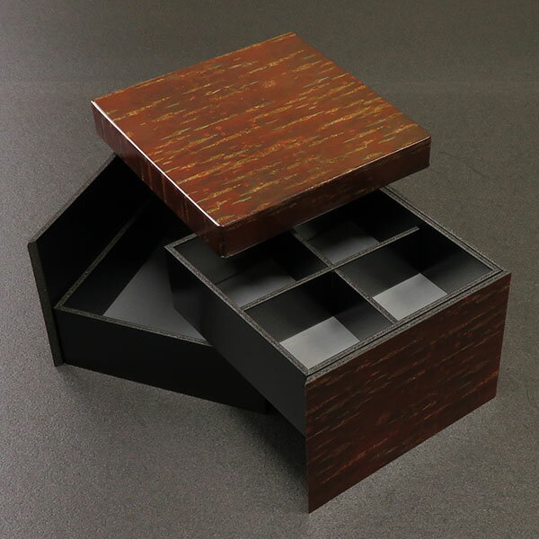 【120組】アライ 折箱 LB-K2R/133 133角両面開き2段重十字仕切付 桜木 00649899