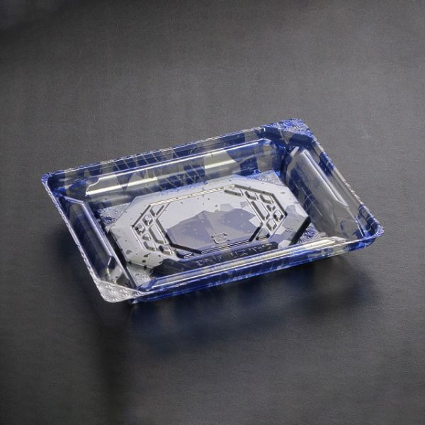 【1200枚】刺身・鮮魚容器 リスパック バイオPET 美枠 15-12B みぞれ青 00308286